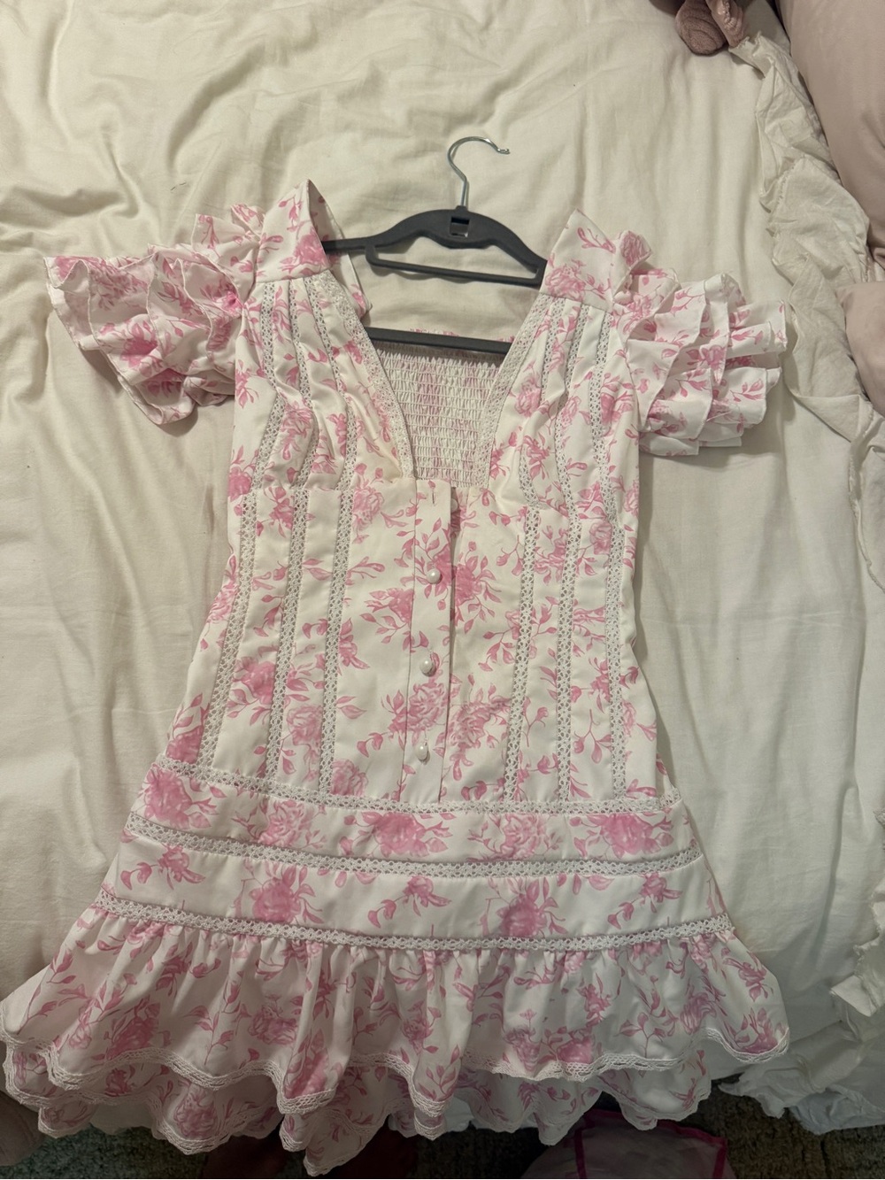 Pink Floral Ruffled Kids Dress